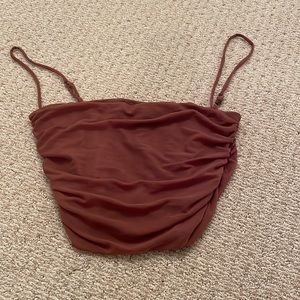 Brown Spaghetti strap crop top